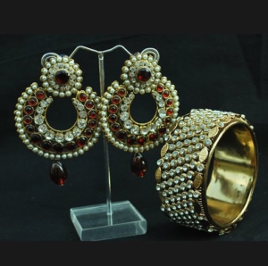 earrings and kada set
