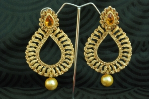 artificial reeti fashions – emerald colour stone in gold tone earrings
