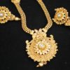 Imitation artificial jewellery gold tone pearl phulkari motif long haram