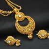 Imitation artificial gold tone elegant pendant set with beaded chain-2