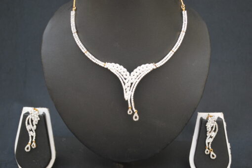 artificial american diamond studded necklace set