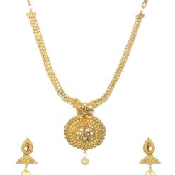 artificial golden short necklace necklace set-3