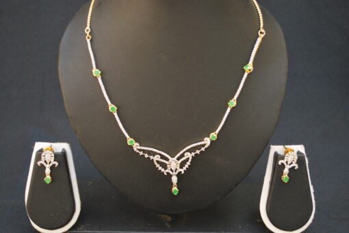 artificial green american diamond necklace set