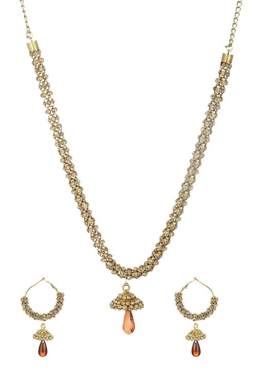 artificial sarwoski style bronze necklace set