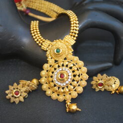 artificial imitation multicolour stone studded round motif indian jewelry