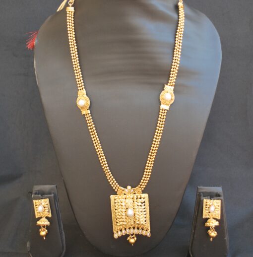 artificial gold tone artificial long haram necklace set