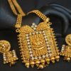 Imitation traditional golden white stone temple design long haram style necklace set