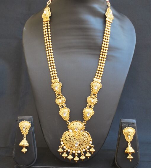 Imitation artificial gold plated strand necklace set for women