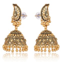 artificial gold and black base metal jhumki earrings for women-1
