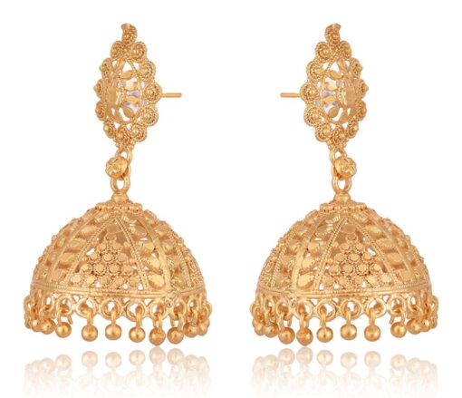 artificial gold base metal jhumki earrings for women-1