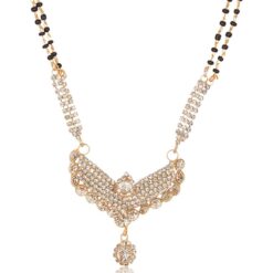 artificial golden base metal white stone studded mangalsutra for women