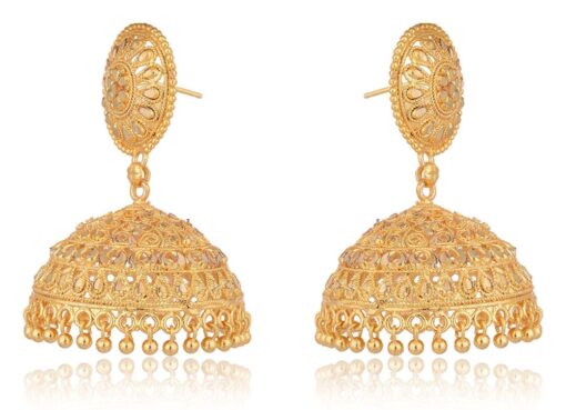 artificial imitation golden traditional base metal jhumki earrings for women-1