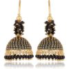 artificial traditional clustered black bead base metal bali earrings for women