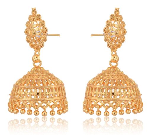 artificial traditional gold base metal jhumki earrings for women-1