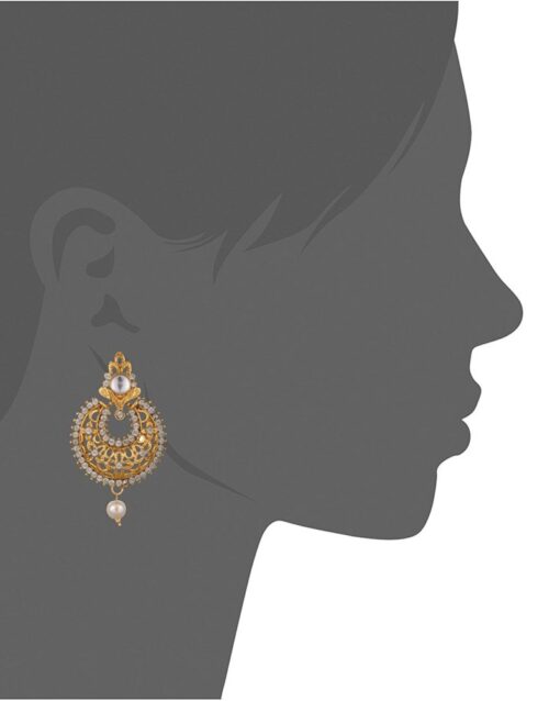 Imitation Gold Plated Dangle & Drop Earring with Maang Tikka Set for Women-2