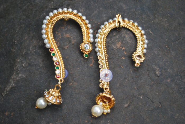 Indian Gold Plated Bollywood Style Pearl Jhumka Earrings Temple Jewelry Set  | eBay