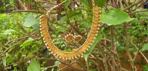 Copper jalebi design choker necklace set