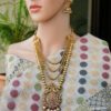 Multilayer gold tone copper long necklace set