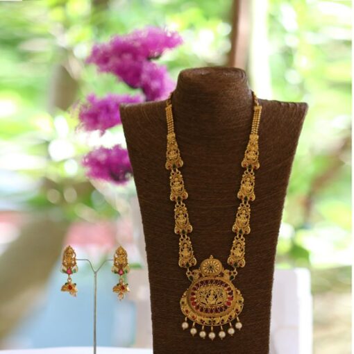 Copper base long haram necklace set