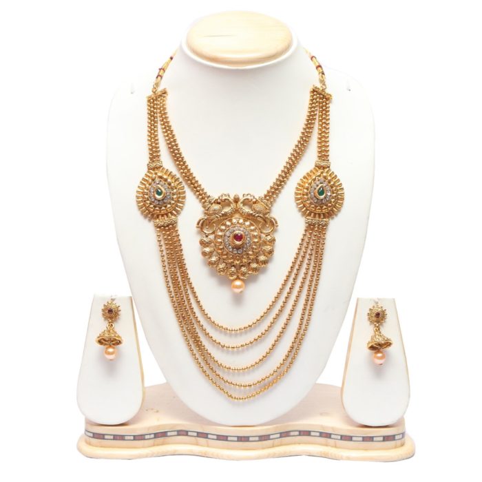 Buy Pink Double layered silk thread Necklace set with Jhumkas Online! –  Khushi Handicrafts